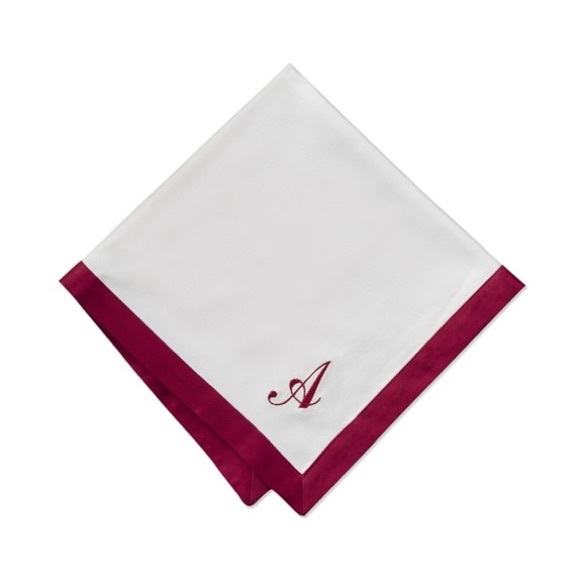 New Williams Sonoma Bordered Hotel Napkins, Set of 12, White & Red Cloth Napkins - Picture 3 of 11